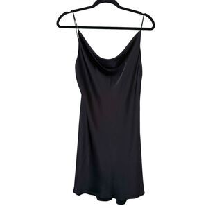 TRU BLU Satin‎ Cowlneck Mini Dress Black Small